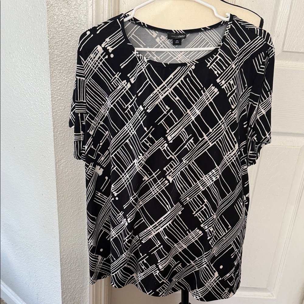 East 5th Black and White Abstract Women's Blouse